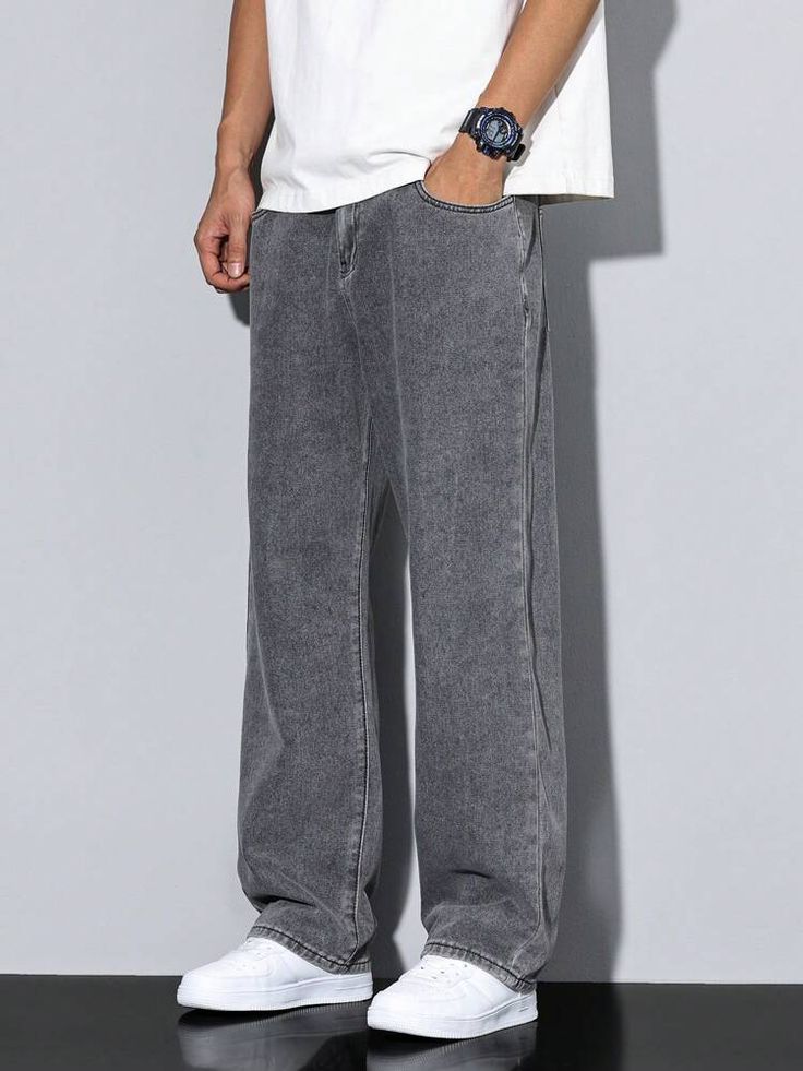 Baggy Relaxed-Fit Jeans — Grey Wash - Image 3