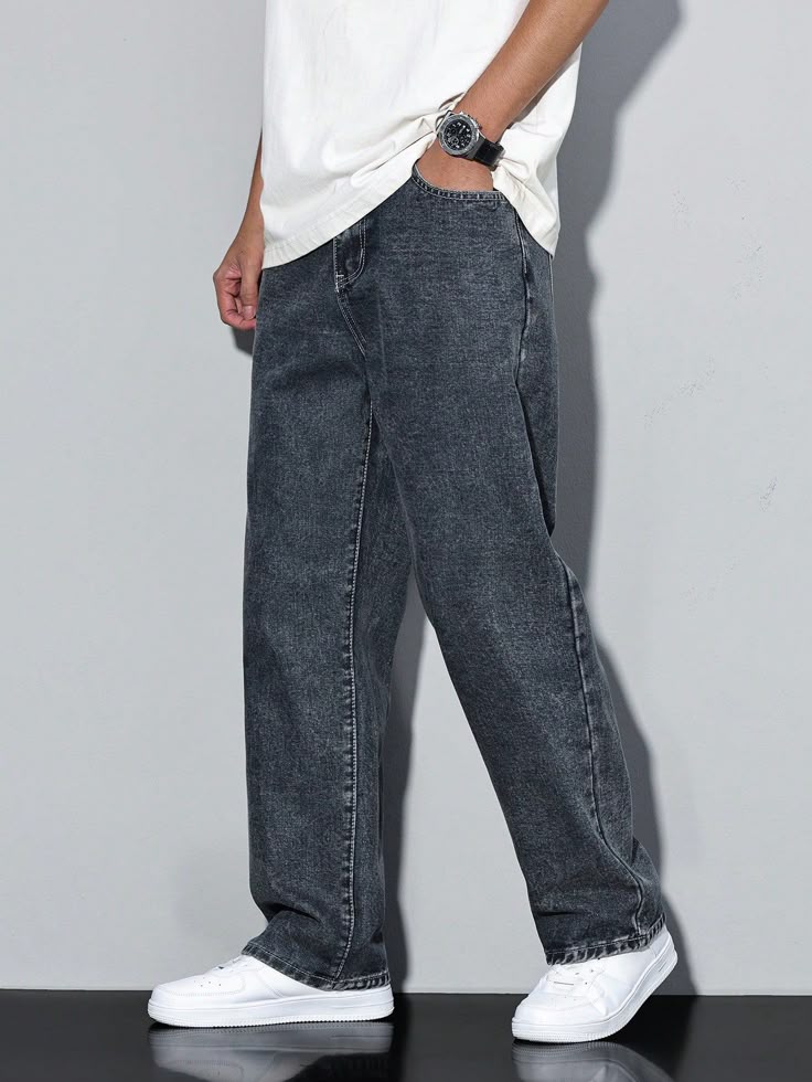 Baggy Relaxed-Fit Jeans — Grey Wash - Image 5